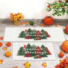 1pc Christmas Welcome Doormat - Made Of Polyester, Machine Washable, Non-Slip Backing, Holiday Printed, Rectangular Entrance Mat, Suitable For Home Decor, Kitchen, Living Room, Porch, Balcony, Home Decoration, Stain Resistant, Coffee Shop, Bar, Holiday, Party, Holiday Gift, Bedroom Mat, Bath Mat, Room Decor, Kitchen Decor