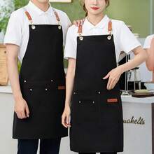 一件耐用防水帆布工作围裙，带口袋和可调节肩带，适用于美甲沙龙、咖啡馆、餐厅、酒吧、面包店及员工。 - 彩色 - 查看 12