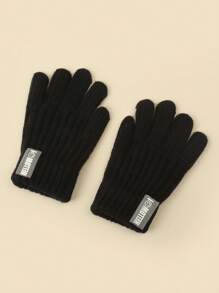 1双纯色加厚保暖针织笑脸冬季必备百搭儿童手套 - 彩色 - 查看 15