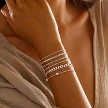 MBW Gold Bracelets Women, Dainty 14K Gold Plated Bracelet Stack Beaded Chain Bracelet Set Thin Small Cute Paperclip Bracelets Fashion Waterproof Jewelry Gold Accessories Women - MB-BR-11-BR3 - 查看 6