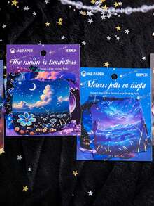 Conjunto de adesivos com tema romântico de céu estrelado, 10 unidades/pacote, adequado para presentes, escritório, casa, marcação, etiquetas, salas de aula, brinquedos, diários de estudantes, materiais criativos para decoração vintage faça você mesmo