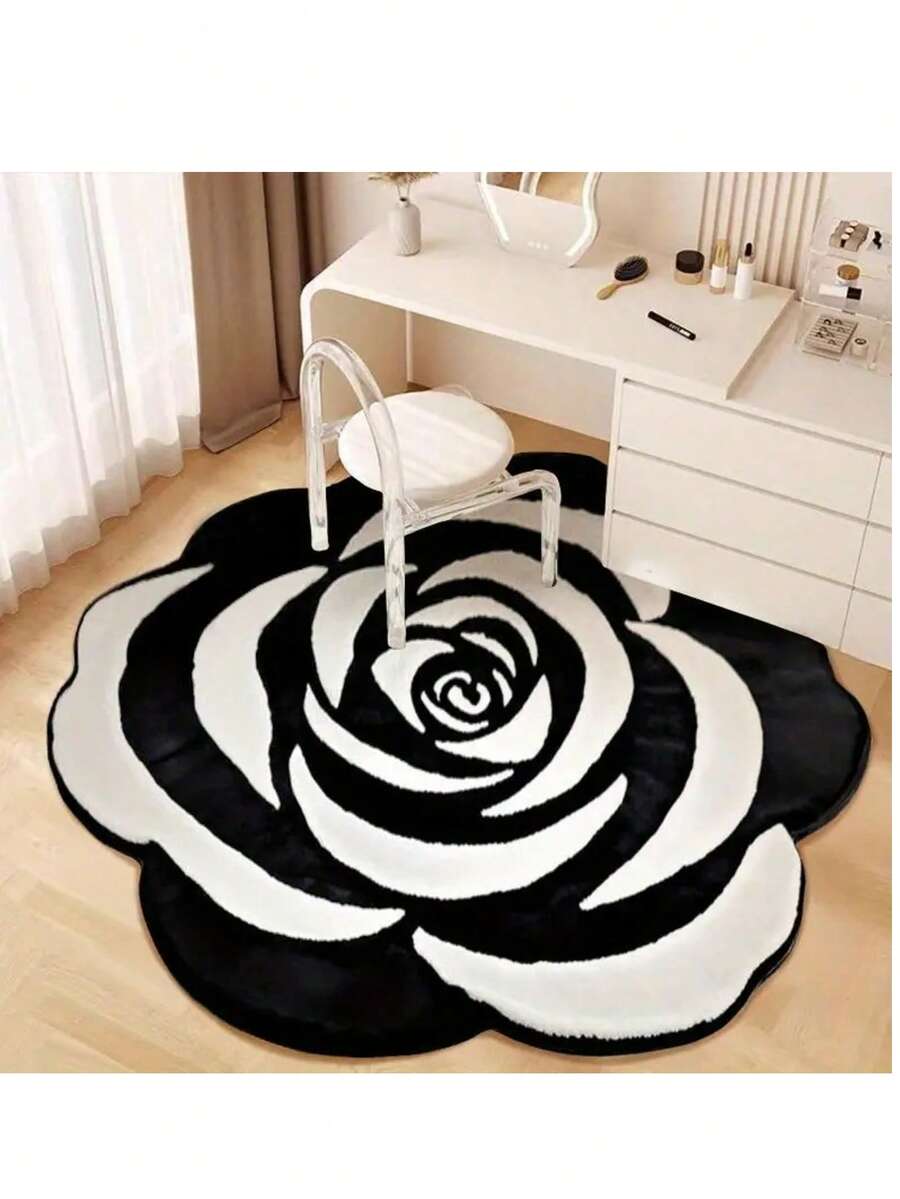 سجادة زخرفية بشكل وردة سوداء وبيضاء قطعة واحدة، سجادة منطقة بطراز حداثي بسيط، سجادة جانب السرير، سجادة غرفة النوم، سجادة غرفة الدراسة، سجادة غرفة المعيشة، سجادة ديكور المنزل، سجادة مطبوعة، سجادة نافذة الخليج، مناسبة لديكور المنزل، ديكور غرفة النوم، سجادة صغيرة، سجادة، ديكور المنزل، سجادة غرفة المعيشة، سجادة صغيرة لغرفة المعيشة، سجادة غرفة النوم، ديكور غرفة المعيشة بالمنزل، سجادة خارجية، سجادة قابلة للغسيل
