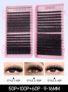 10/32排单根睫毛册大容量8-16毫米混合长度簇状睫毛适合初学者DIY家庭睫毛延长套装睫毛簇、睫毛簇、单根睫毛、睫毛、假睫毛