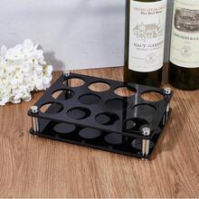 MAGICALCUTDIE 1set 12 Hole Acrylic Shot Glass Holder Shot Glass Serving Tray For Bar Wine Shot Glasses Display 3 Rows Black Mini Wine Glasses Storage Organizer Rack For Party Pub Club Family Gathering - Black - View 6