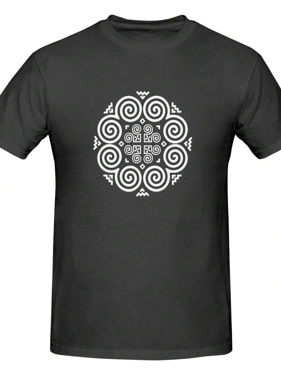 Womens Hmong Logo Culture Indigenous Southeast Asia Print Casual T-Shirt - Short Sleeve, Round Neck, Perfect For Summer Vacation Clothing - Lady Summer Party Daily Wear Tee - màu đen - Xem 1