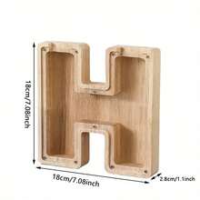 木质大号字母存钱罐，字母造型，可定制首字母，趣味生日、圣诞节、节日礼物 - 彩色 - 查看 5