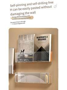 壁挂式图书收纳架、图书展示架、婴儿图画书架、透明、含背胶、教室收纳、卧室收纳、儿童图书展示和收纳、婴儿必需品 - 多色 - 查看 6