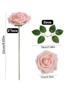 Artificial Flower Roses, 7/12/17/22/27pcs Real Touch Fake Foam Roses For Valentines Day DIY Bouquets Wedding Party Baby Shower Home Decorations - Pink - View 10