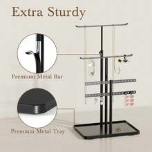 1pc Jewelry Holder Organizer Stand,Adjustable Jewelry Tree 17.5" Height (Max),Jewelry Stand Organizer For Necklace Earring,3-Tier Jewelry Hanger For Necklaces, Bracelets, Earrings, Stainless,Metal Jewelry Stand With Tray For Storing And Displaying Necklaces, Earrings And Bracelets, Earring Display Stand, Suitable For Home Storage Or Jewelry Retail, Valentine's Day Gift. Sun Travel Cool For Women Storage Organizer Travel Essentials Back To School Dormitory Storage Fall Decor - Multicolor - View 2