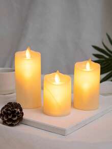 1 pièce Bougie LED brillante à mèche oscillante simulée avec pile, bougie électronique pour décoration de mariage, fiançailles, proposition, festival et anniversaire, bougie sans flamme à piles, plus léger de décoration d'intérieur, bougies de mariage, bougies de vœux - Huang Guang - Voir 6