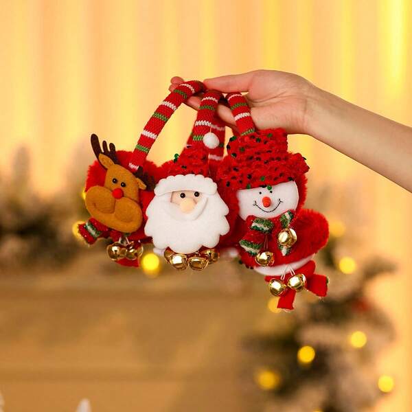 1 pieza Orejeras navideñas para adultos, lindos calentadores de orejas de invierno con diseños de Papá Noel/Muñeco de nieve/Alce para fiestas al aire libre