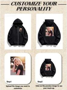 Áo khoác nỉ nữ có khóa kéo tùy chỉnh/Tùy chỉnh những khoảnh khắc đẹp của bạn và người thân/anh ấy/cô ấy/gia đình/thú cưng/người yêu/các cặp đôi/mẹ con/bạn thân/bạn trai, bạn gái/Áo nỉ dài tay mùa đông/Quần áo đôi/Lễ Tạ ơn/520/Có thể tùy chỉnh bất kỳ ảnh nào/Không giới hạn/Chào mừng bạn đến với mẫu áo nỉ đen mùa xuân tùy chỉnh - màu đen - Xem 2