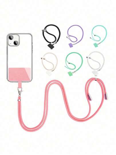 1 pièce Lanière de téléphone multifonctionnelle réglable en forme de macaron, détachable, colorée, pour porter autour du cou, porte-clés de téléphone, corde universelle, anti-perte, bandoulière croisée pour le ski, la course, la randonnée, les voyages et les activités de plein air