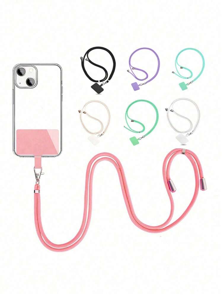 1 pieza Cordón ajustable multifuncional tipo macaron para teléfono, desmontable, cuerda colorida para colgar el teléfono y las llaves en el cuello, para esquiar, correr, hacer senderismo y viajar - Multicolor - Añade 2