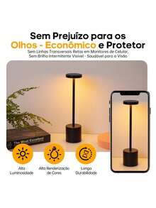 3-Tone Table Lamp Luxurious Bedside Rechargeable Lampshade LED Desk Bedroom Lamp - White - View 6