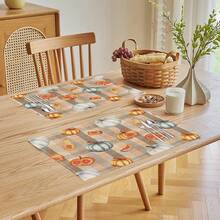 1 pieza/4 piezas/6 piezas Manteles individuales de lino con estampado de calabaza, decoración del hogar, decoración de Acción de Gracias, regalo de Acción de Gracias, adecuado para mesa de comedor, todo el año, manteles de mesa modernos lavables, decoración de habitación, manteles individuales, posavasos, manteles de cocina y comedor, decoración de fiesta interior y exterior, decoración del hogar, regalo ideal