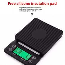 1 件多功能电子咖啡秤，倒入咖啡秤，计时咖啡秤带硅胶隔热垫，3/5kg 0.1g 高精度，纤薄机身，LCD 背光显示屏，防滑底座，带倒计时和秒表功能，适合家庭、办公室和旅行使用，需要 2 节 AAA 电池（不含电池） - 彩色 - 查看 3