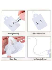 100pcs Blank Rope Price Tags, Suitable For Jewelry Pricing Labels, Hang Tags, Accessories Identification, Decorative Hanging, Wedding Party Paper Tags, Mini Object Decoration, Christmas, Gift Tags, Suitable For Displaying Price, Gifts, Jewelry - White - View 11