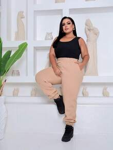 Women's Plus Size Sweatpants - Caqui - Ver 5