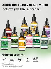 100ml Household Pack 10 Scents Essential Oils, Plant-Based Fragrance, Suitable For Diffuser, Humidifier, Air Freshener, Candle & Soap Making, Women's Gift & Multi-Purpose Use