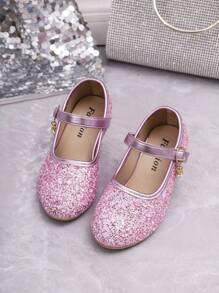 Neue Mädchen Mode Glitzer Dünne High Heel Schuhe, Tanzschuhe für ältere Kinder, Rundkopf Flache Schnallen Prinzessin Schuhe