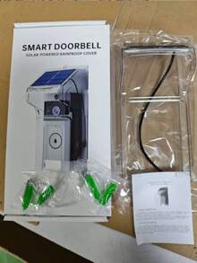 1PC High-Definition Wireless Video Doorbell With Solar Rainproof Cover, Type-C Port, Supports Voice Switching Intercom Function, Easy For Outdoor Installation, Uninterrupted Power Supply, Long Battery Life, Black And White Color Design