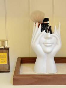 1pc Creative Facial Styling Art Storage Container, Multifunctional Desktop Storage For Office Supplies, Pen Holder, Makeup Brush Holder, Decoration.