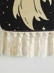 1Pc Gothic Wall Hanging Tapestry With Tassels – Witch Hat Pumpkin Ghost Banner For Spooky Aesthetic Home Decor, Haunted House RIP Grave Wall Art For Door Porch Living Room