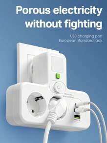 Enchufe de pared/plano Especificación europea Interruptor de control único 2AC 3Usb(1Type-C) 110V-250V,10A/2500W Máx, Negro/Blanco Adecuado para hogar, dormitorio, oficina, sala de estar, etc.