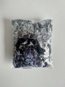 女士纯色豹纹发圈，高弹力发绳，柔软缎面发饰，休闲百搭马尾辫发饰 - 彩色 - 查看 5