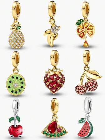 1 stuk 925 sterlingzilver delicate fruitserie kralen hanger bedel hanger bal geschikt voor armbanden DIY dames sieraden