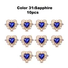 10pcs Mixed Color Vintage Hollow Out Zinc Alloy Heart Pendant With Glass Rhinestone In Baroque Style 22*26mm, Gold-Coloured Lolita Diy Jewelry Accessory For Palace Style Handmade Bracelet/Necklace/Earrings/Hair Clips/Headbands, Bridal Shoes/Clothes/Purses/Shawl Buckles, Window Curtains Decoration. Glass Rhinestone, Not Acrylic. Valentines