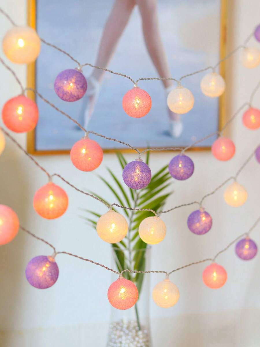 1 pieza 1.5m/3 metros 10/20 luces de cadena de bolas LED de colores, luces decorativas, adecuadas para interiores/exteriores, dormitorio, boda, decoración de fiesta