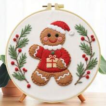 1 件刺绣套件，20x20cm/7.9x7.9 英寸，圣诞主题，手工 DIY 刺绣套件，适合成人和初学者，包括用户手册、印花布、刺绣框架、针线