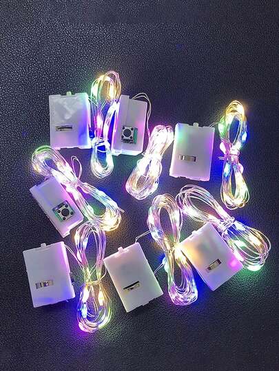 10 piezas Luces de hadas LED en miniatura - Alimentadas por batería, efecto parpadeante, decoración con empaque de regalo, decoración navideña y para el Día de la Madre