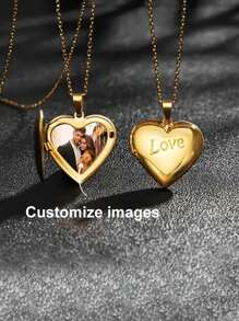 Customized Personalized Picture Name Necklace, Heart-Shaped With Flower Polished Surface Suitable For Women And Girls, Silver Yellow Gold Electroplated Pendant, Valentine's Dayother's Day Anniversary/Birthday Personalized Gift - Photo Box - View 7