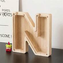 Madebyblanc 木制大号字母储蓄罐 带首字母的存钱罐 硬币存钱罐 生日、圣诞节、节日趣味礼物