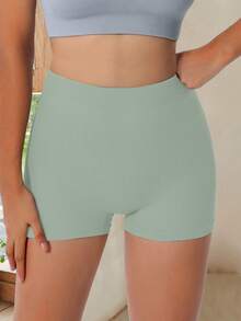 Hochtaillierte atmungsaktive, dehnbare, weiche nahtlose Höschen, minimalistisches Design, Damen gerippte Unterhosen - Essentielle Alltagsunterwäsche - Minzgrün - Übersicht 3