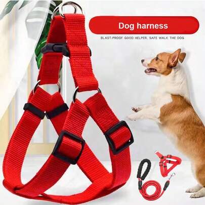 2pcs/Set Adjustable Triangle Breathable Nylon Dog Harness Leash Set For Small Dogs