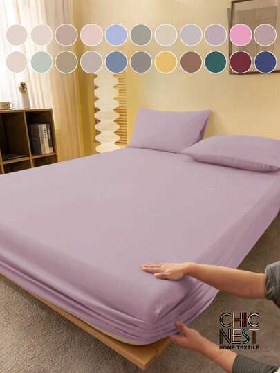 1 pièce Drap-housse violet clair uni, protège-matelas, housse de matelas pour lit, drap de lit, doux et respirant, pour tous les types de lits - simple, double, grand, queen. Poche profonde jusqu'à 30 cm. Couvre-lit respirant, sans pli, meilleur pour le sommeil, lavage en machine