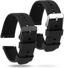 2 Piezas de Correas de Reloj de Silicona, Correas de Reloj de Reemplazo de Goma Suave de Liberación Rápida para Hombres y Mujeres - 20 mm - Ver 1