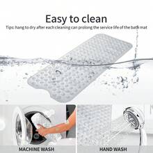 Lislark Non Slip Bath Mat For Tub, 100x 40cm Extra Long Shower Mat Anti Mould, Machine Washable Bathroom Bathtub Mat With Suction Cups, Soft On Feet, - Thông thoáng - Xem 3
