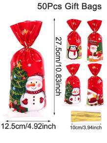 25/50/100 piezas Bolsas de regalo de Papá Noel y muñeco de nieve para Navidad, bolsas de botín de Navidad, decoraciones navideñas para el hogar 2025, envoltura de regalos de Navidad, Feliz Año Nuevo 2026, embalaje reutilizable, decoraciones navideñas, pijamas navideños, regalos de Navidad, decoración navideña