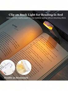 1pc Portable Bookmark Light, Rechargeable LED Reading Light, Clip-On Reading Light, Bed Reading Eye Protection Light