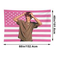 Movie Celebrity Actor Malachi Tapestry Barton Pink Art Flag Tapestry For Room Aesthetic Living Room Bedroom College Dorm Decor Pink Gift - Pink - View 3