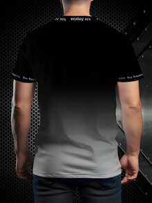 男士时尚洛杉矶字母渐变印花圆领短袖T恤，夏季 - 彩色 - 查看 4