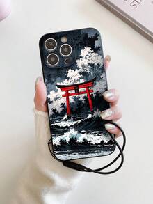 1 个黑色 TPU 海啸图案防震全覆盖手机壳和 1 个黑色硅胶腕带，适用于 、Android 手机、OPPO 等。 - 彩色 - 查看 2