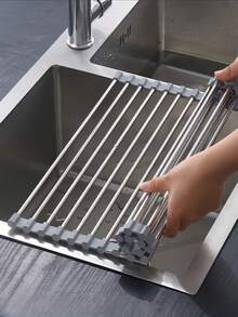 1pc Sink Drying Rack, Retractable Dish Drying Rack Over Sink, Stainless Steel Dish Drying Rack, Foldable Dish Drainer, Gray S-Shaped Dish Rack, Foldable Dish Drying Rack, Stainless Steel S-Shaped Dish Rack, Foldable Dish Drainer, Gray, Stainless Steel Sink Dish Drying Rack, 304 Stainless Steel Retractable Dish Drying Rack, Foldable Dish Drainer, Mildew-Resistant Silicone Storage Rack, Kitchen Storage Rack, Dish Rack