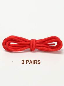 3 Pairs Polyester Braided Shoelaces, Round Laces For Sneakers, Outdoor Running Shoes, Canvas Shoes, Classic Solid Color Versatile Shoe Accessories