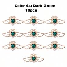 10pcs Mixed Color Baroque Style Alloy Vintage Hollow Out Heart & Wing Shaped Faux Pearl Pendant, Diy Jewelry Making Supplies, For Bracelets, Necklaces, Earrings, Hair Accessories, Wedding Dress, Shoes, Clothes, Collars, Curtains Decoration. 41*20mm Valentines